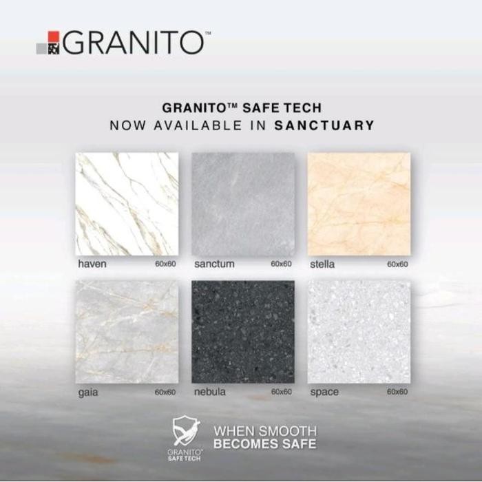 Granito Sanctuary Sanctum 60 X 60 Granite Tile Abu Grey Kasar Carport Kamar Mandi Toilet Anti Selip