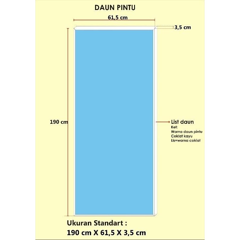 Daun Pintu Pvc Kamar Mandi Polos Warna/ Coklat Urat Kayu