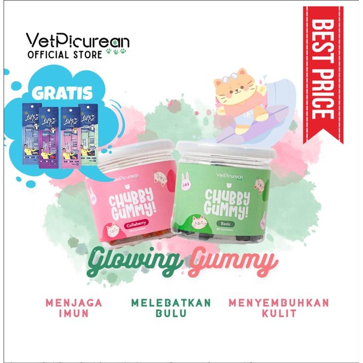 PAKET Glowing Gummy Kit Vitamin Kucing Anjing Chubby Gummy Collaberry & Chubby Gummy Basic Kesehatan
