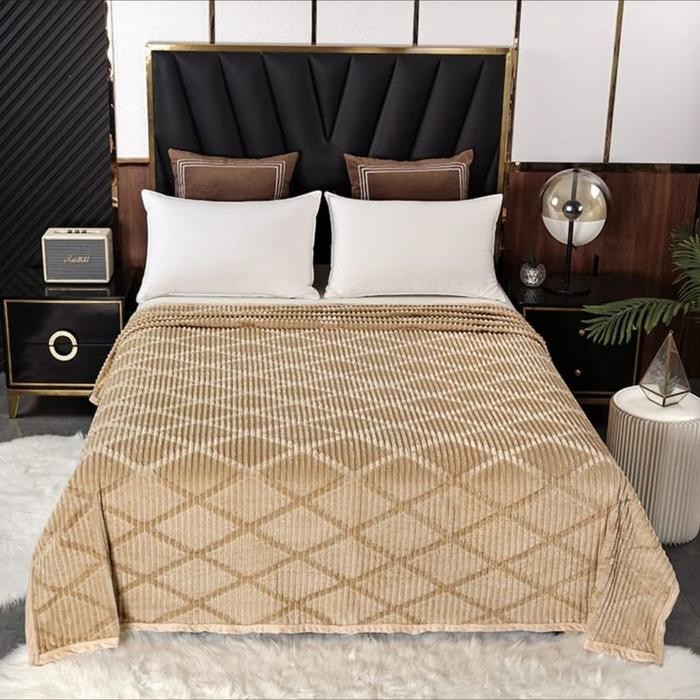 SELIMUT BULU FLANEL 180200cm POLOS MOTIF EMBOS PREMIUM TEBAL