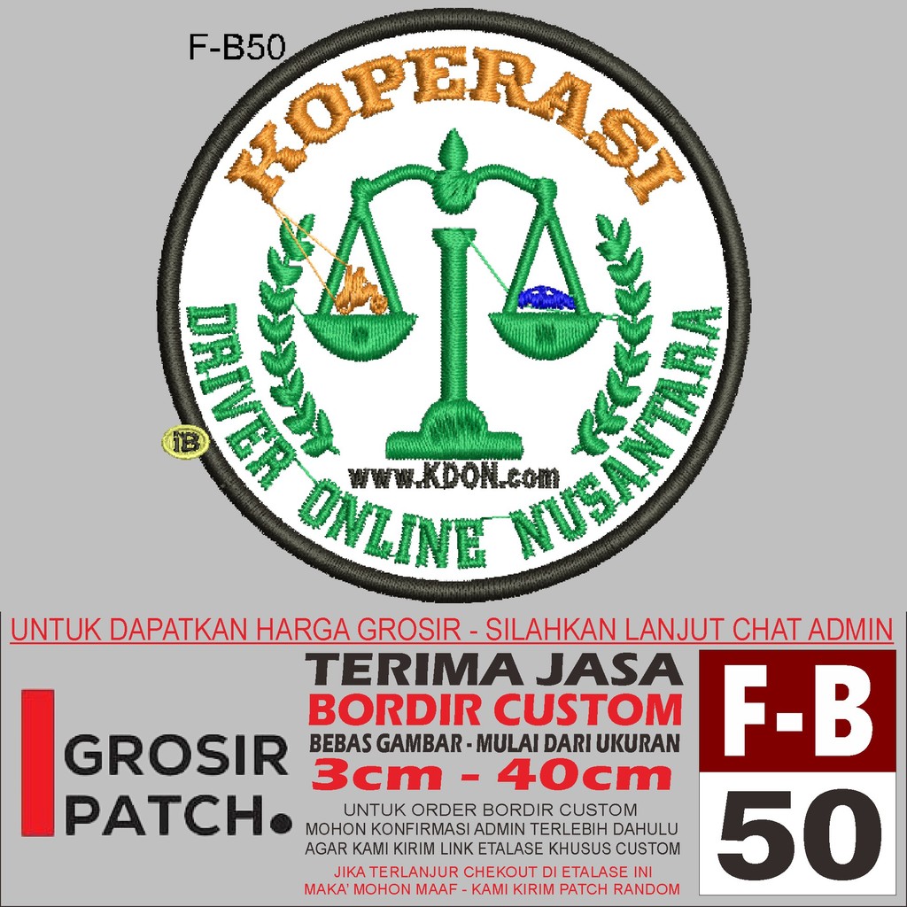 MB PATCH BORDIR LOGO F-B50 KOPERASI DRIVER ONLINE NUSANTARA AKSESORIS/EMBROIDERY