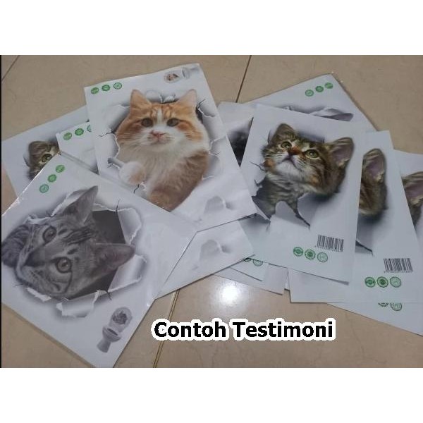 ASLI Stiker mobil motor gambar kucing 3D bahan decal lentur aksess lucu READY STOCK