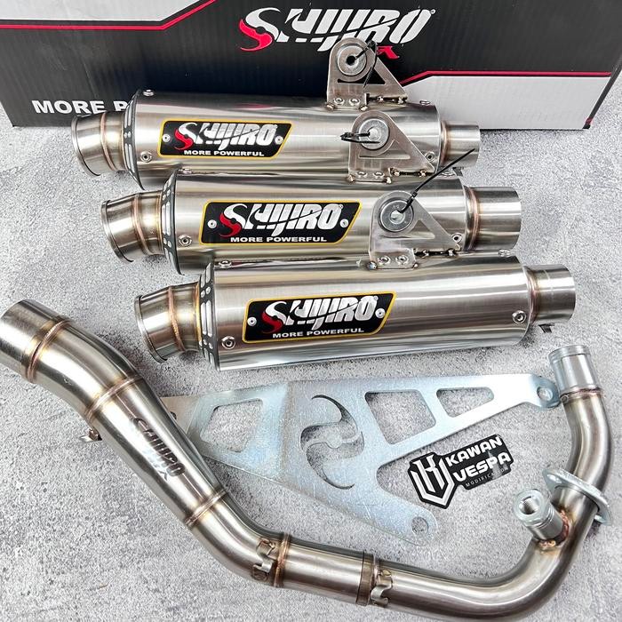 KNALPOT SHIJIRO M3 LONG INLET 38MM VESPA SPRINT PRIMA S125 LX 3V IGET TERLARIS