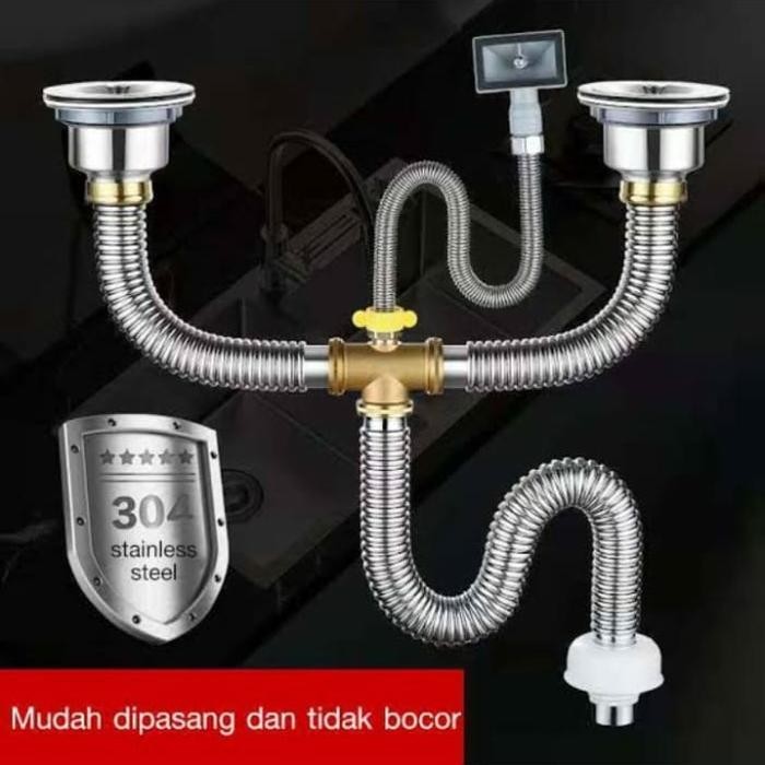 SELANG BAK CUCI PIRING STENLIS SUS 304/SELANG PEMBUANGAN AIR WASTHAFEL