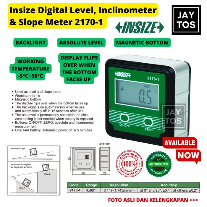 INSIZE MINI DIGITAL LEVEL PROTRACTOR INCLINOMETER SLOPE METER 2170-1 ORIGINAL TERLARIS