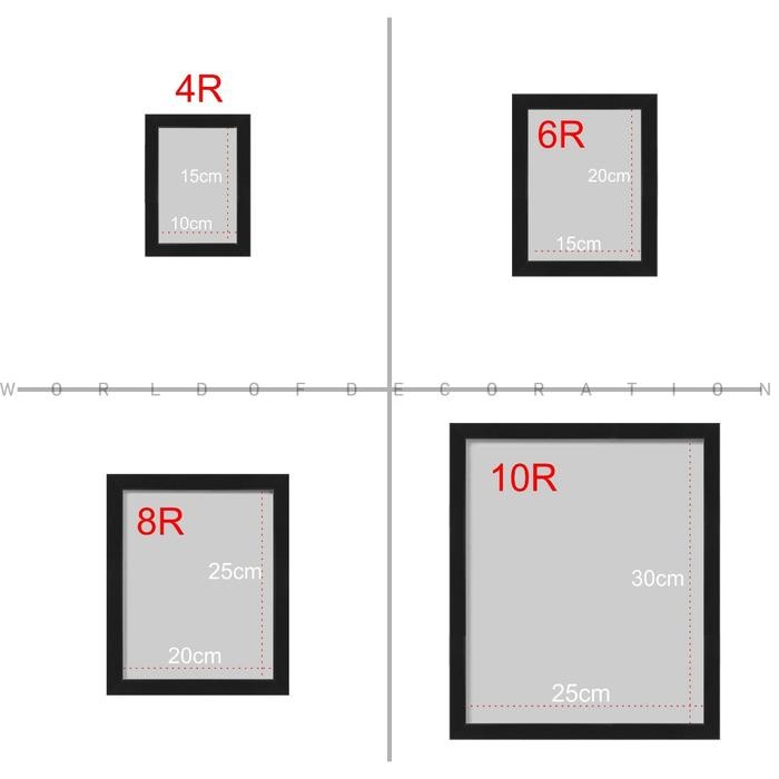 (Allthebest) Pigura Frame Bingkai Foto 4R 6R 8R 10R Minimalist Tanpa Kaca