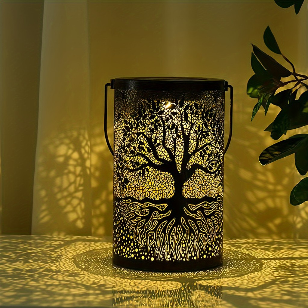 Solar Tree Lamp Outdoor Retro Solar Lamp Garden Courtyard Lawn Desk Lamp Metal LED Decorative Lamp