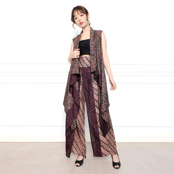 Batik Set Matari / Kaftan Set / Batik Viscose / Setelan Batik Viscose Baju Outer Celana Wanita