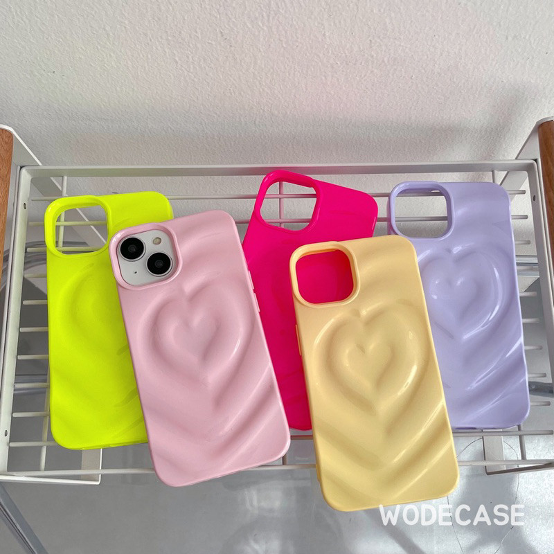 Mex - WODECASE Heart Textured Case for Iphone 11-14 Pro Max Spring Special