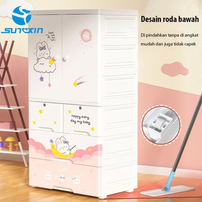 SUNXIN Lemari Plastik Pakaian 65CM S91 / Lemari Pakaian Anak / Plastic Storage Cabinet Lemari / Laci