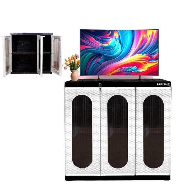 Rak Tv Plastik 3 Pintu Lemari TV PLasti Lemari Buffet Tabita Furniture