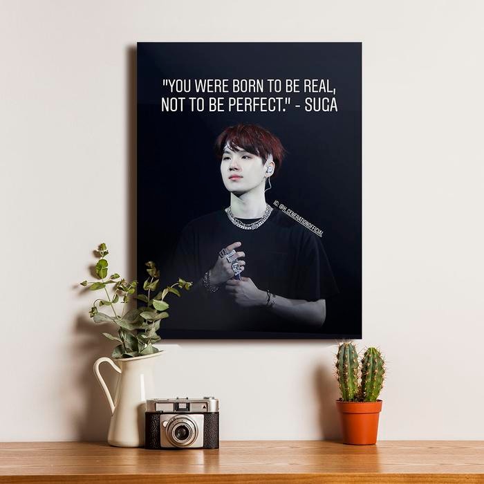 Stok Baru Poster BTS Quotes SUGA Boyband K Pop - Dekorasi Hiasan Dinding Kayu