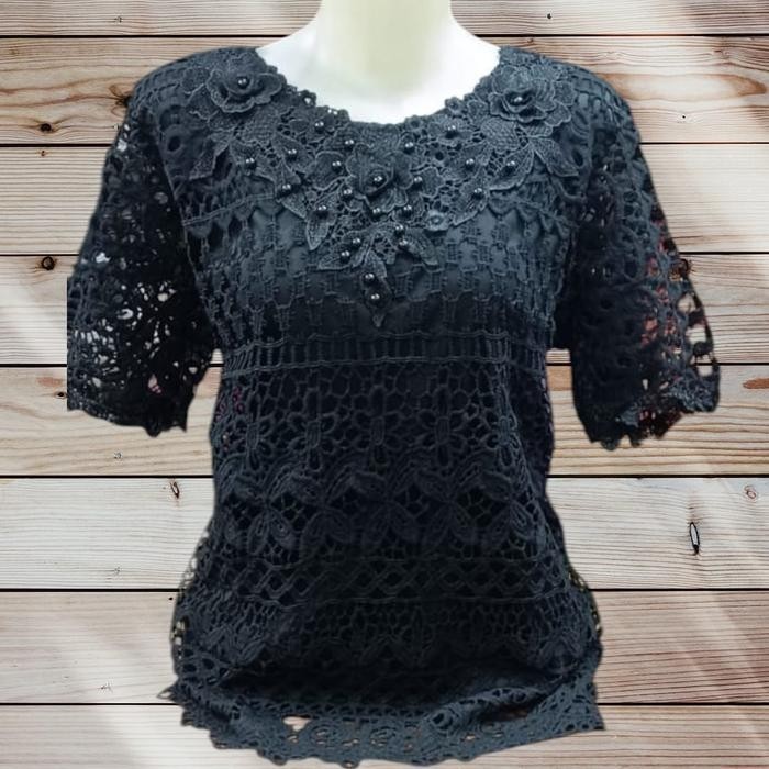 (Allthebest) D 533695 mute atasan wanita brukat terbaru / blus lengan pendek cewek brokat