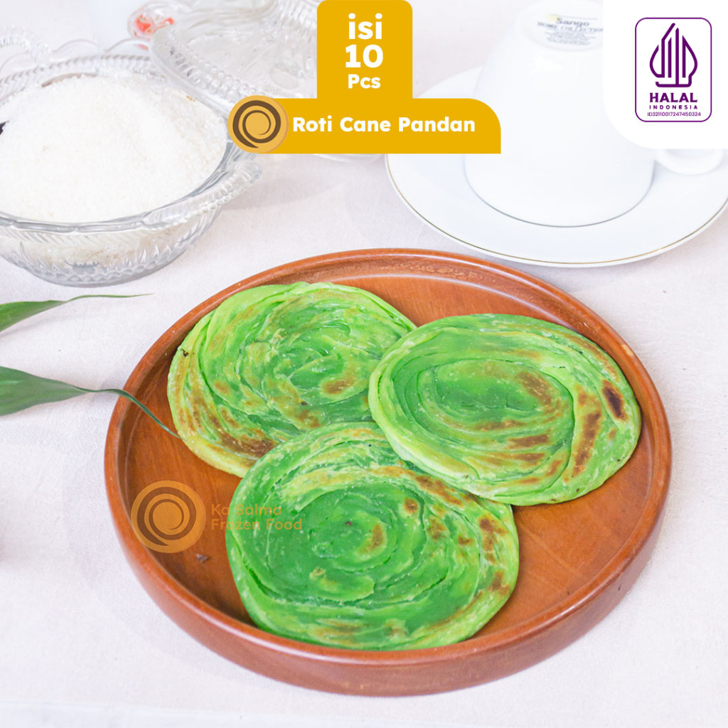 

Mamam_Asoy [Toko ] Roti Cane Pandan Isi 10 Pcs / Roti Canai / Roti Maryam / Roti Konde Pandan Isi 10