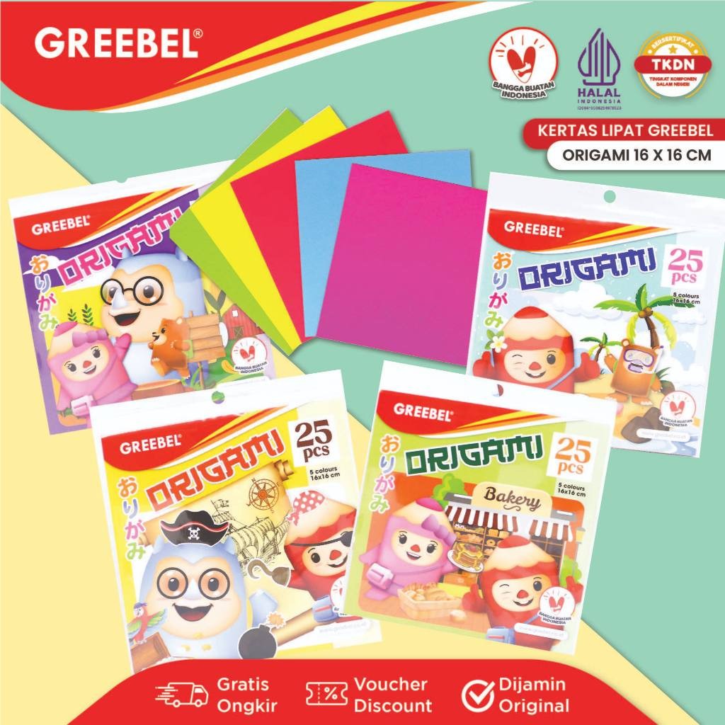 

GREEBEL Kertas Origami 25 Lembar 16X16Cm / Kertas Lipat Paper Craft