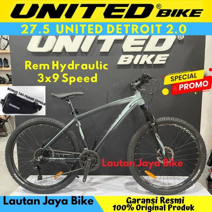 Sepeda 27.5 MTB UNITED DETROIT 2.0 Rem Hydraulic Fork bis lock 9 sp
