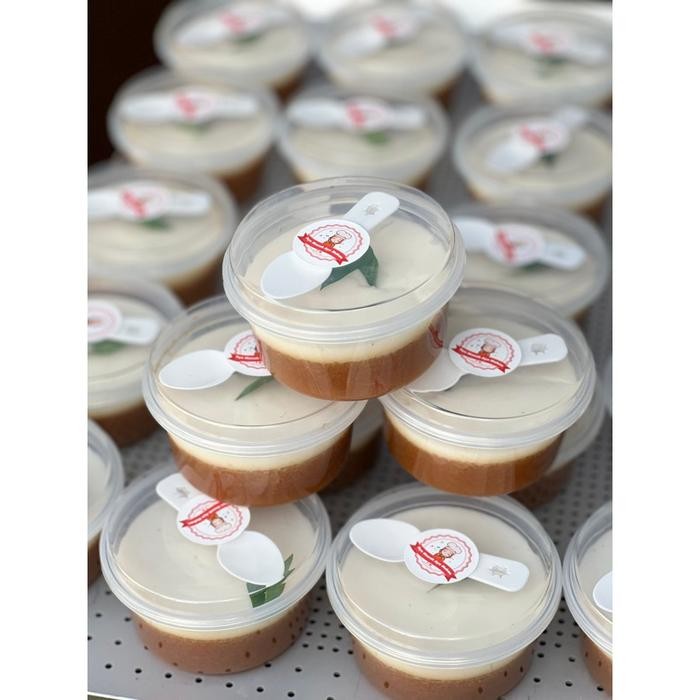 Cup pudding bulat + sendok Tahan Panas