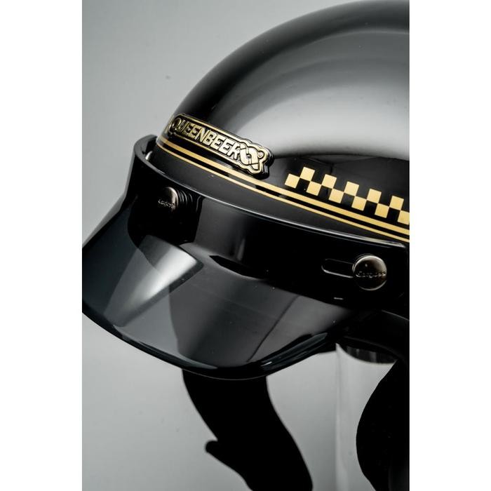 Terlaris Cargloss Cfm X Queenbeer Retro Helm Half Face - Black Ongkir Termurah