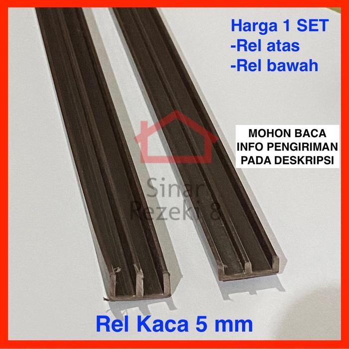 PREMIUM Rel Kaca 5 mm Plastik / Sliding Coklat Pintu Lemari Geser