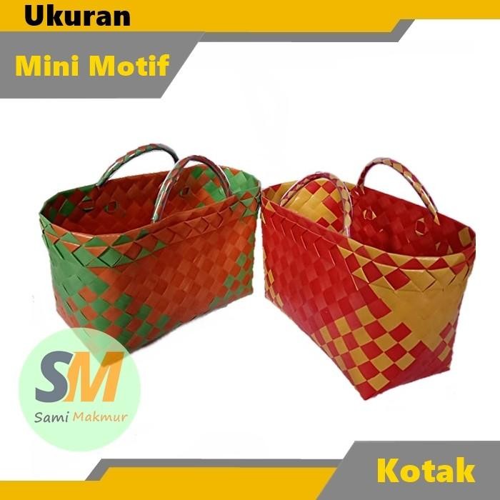 PREMIUM Tas Souvenir Murah / Tas Anyaman Plastik Mini Motif Bingkisan Kotak Belanja