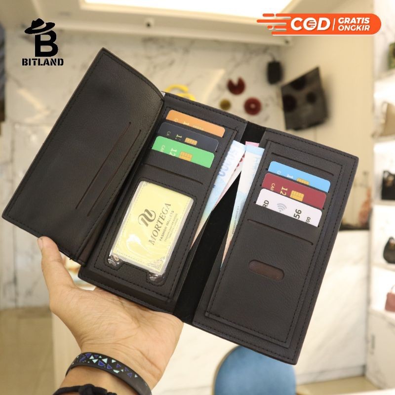 MORTEGA Dompet Lipat Panjang Pria Dompet Mortega Kulit Sintetis-M-8604