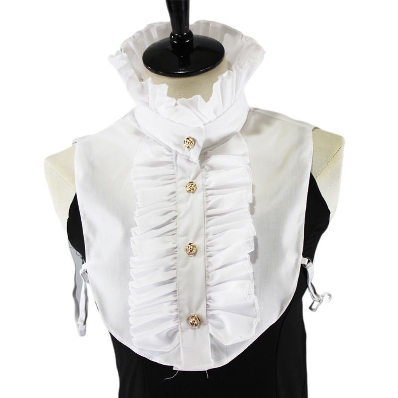 1Pc Womens Victorian Vintage Palace Half Shirt Blouse Stand-Up Ruffles Fake Collar