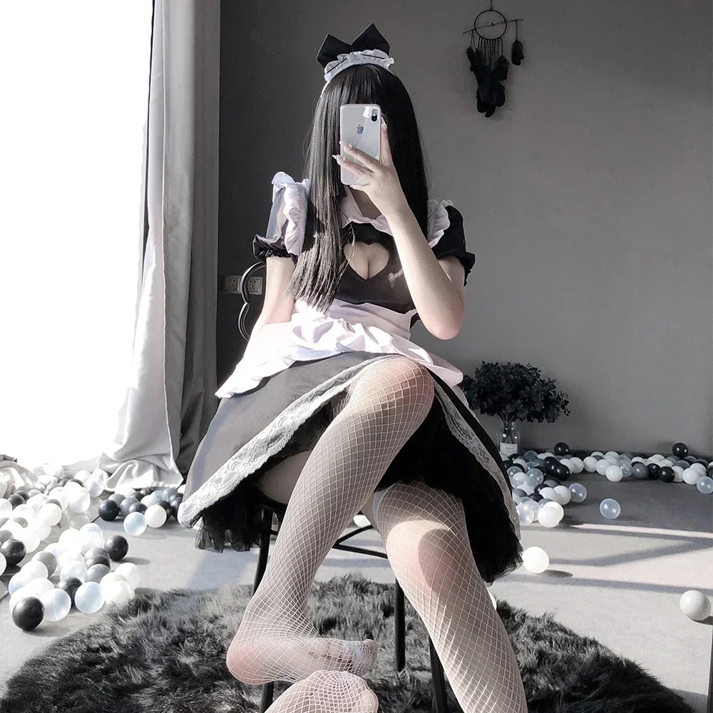 Lolita Servant Kawaii Apron Dress Japanese Anime Maid Outfit Women Sexy Cosplay Costume Lingerie
