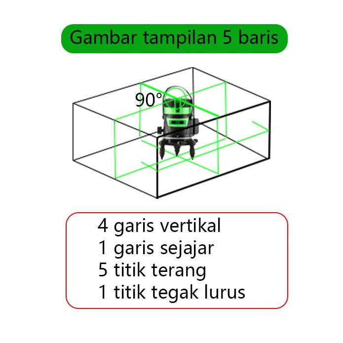 

Bricks - 5 Line 6 Poin Tingkat Laser Kuat Cahaya 360 Rotary Vertikal Horizontal Laser Jalur Tripod
