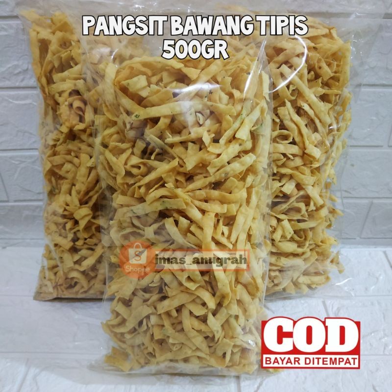 

Desyallshop Pangsit Bawang Asin Gurih Tipis 500Gr / Sistik Bawang / Kripik Bawang /Keripik Bawang/