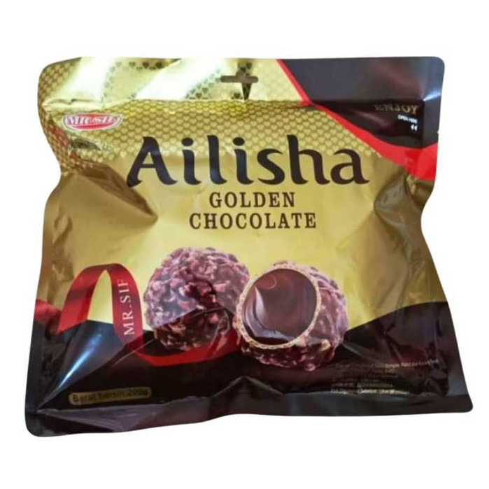 

Andrianbijaksana Mr.Sif Ailisha Golden Chocolate 200G Cookie Coated Chocolate 200G