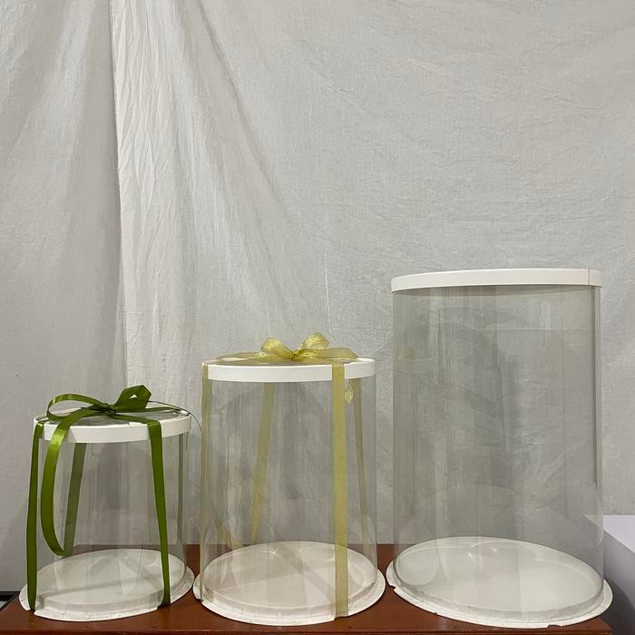 JTTOP" BOX MIKA KUE BULAT BOX DUS KUE TINGGI TRANSPARANT MIKA TABUNG BULAT