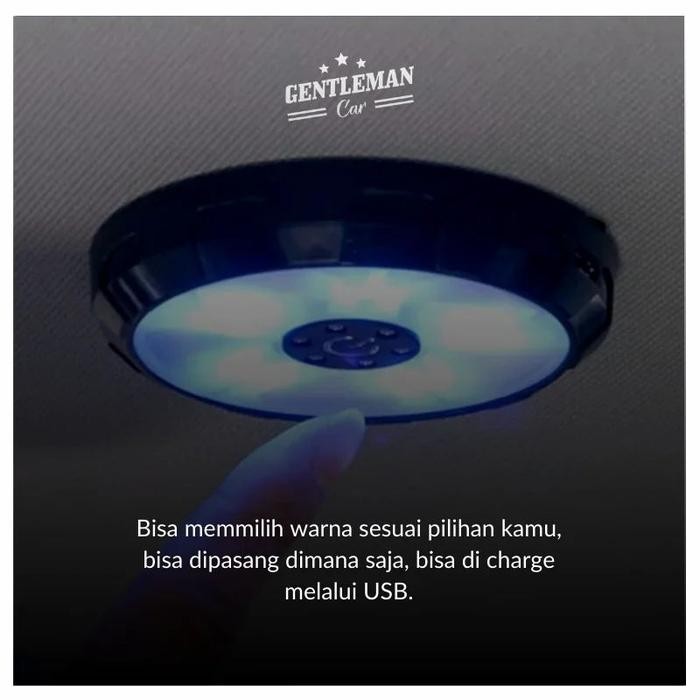 Car LED 3 Color Portable Lampu Baca Magnet Interior USB Plafon Atap Mobil