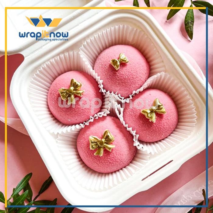 JTTOP" (10 PCS)BAGASSE BOX KOREAN CAKE BURGER COKLAT PACKAGING KEKINIAN BOX 15X15X8.2