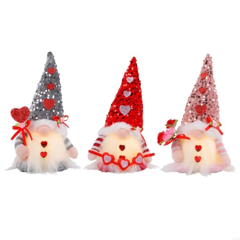 85AD Handmade Valentine's Day Light Up Gnomes Decorations Glow Gnomes Plush