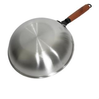 SINDA Wajan Wok Gagang Kayu Stainless Steel / Wajan Wok Tebal Masak