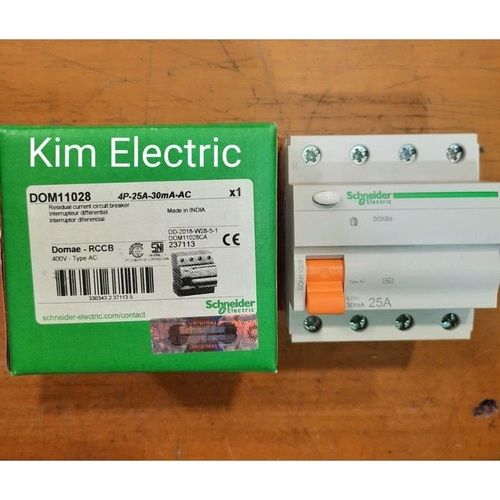 Elcb / Rccb Domae 25A 30Ma 3P+N Schneider