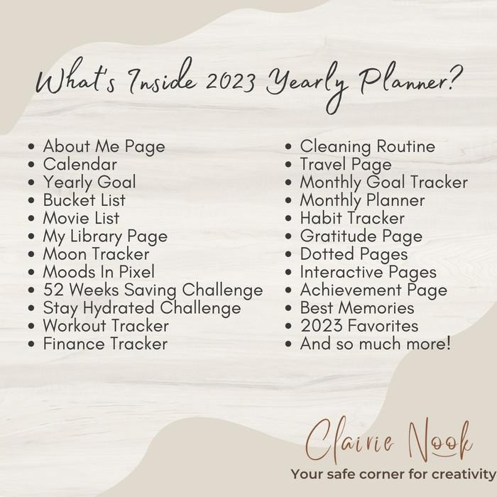 

Clairie Nook Yearly Planner 2023 Pastel Jurnal Journal / Diary Planner #Gratisongkir
