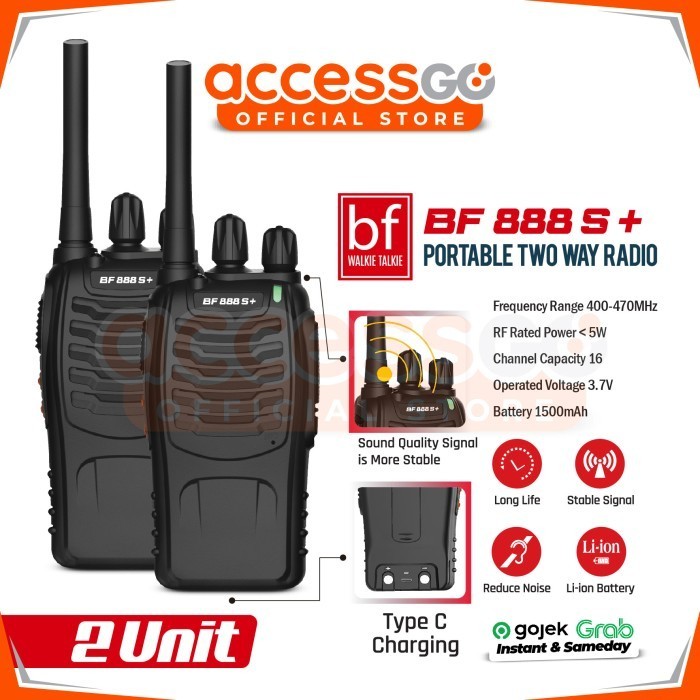 TERLARIS Walkie Talkie BF 888s Plus HT Jarak Jauh 10km WATERPROOF Radio Handy Talky isi 2 Unit