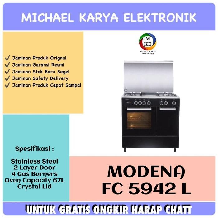 Kompor 4 Tungku Modena Fc 5942 L Crystal Lid Kompor Modena Fc5942L Black