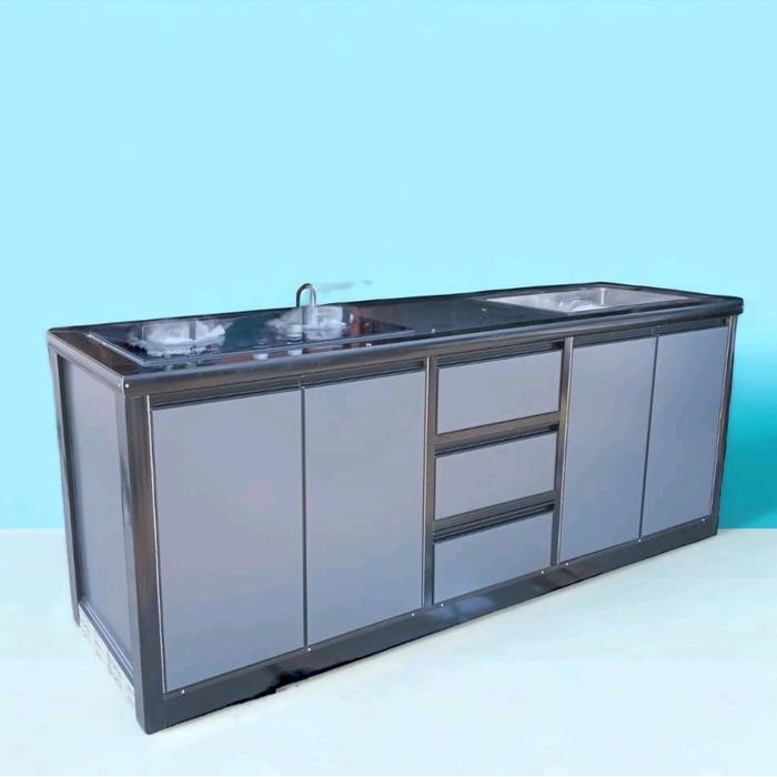 Kitchen Set Bawah Aluminium Sink + Kompor Grab/Gosend