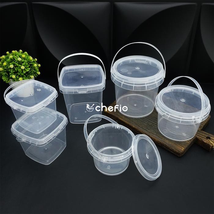 Ember Dessert Minuman Cup Ice Cream Toples Bucket Jar Handle Plastik