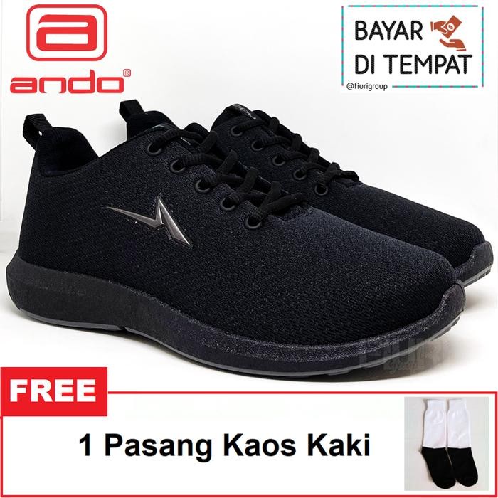 ANDO PINO 39-43 FULL HITAM SEPATU OLAHRAGA SPORT RUNNING PRIA