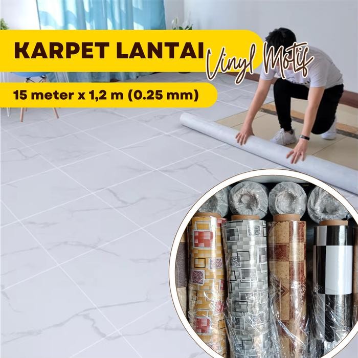 karpet kayu lantai plastik vinyl Aesthetic 1 roll 20 meter Karpet Roll Tebal Dan Murah Dengan