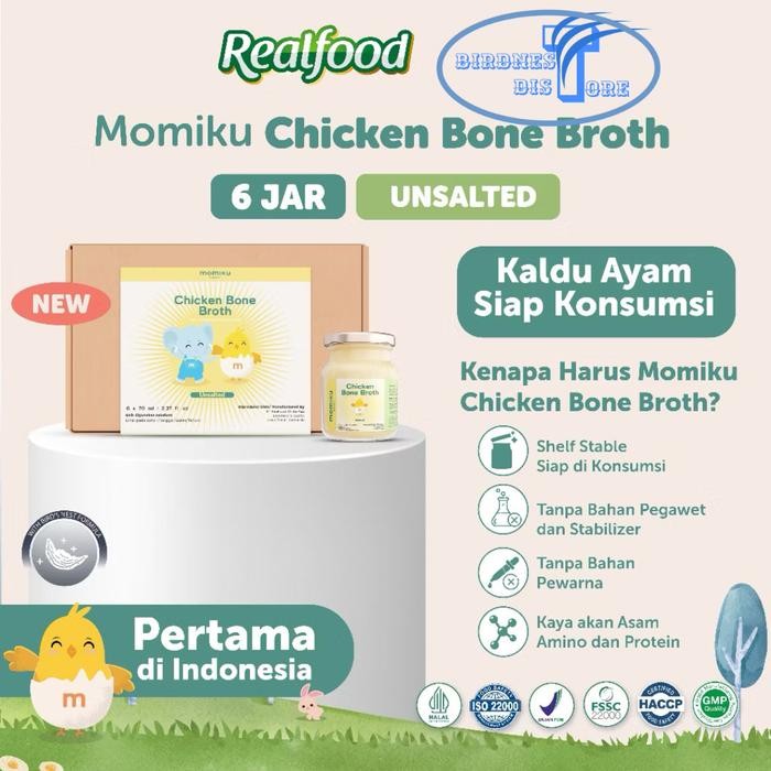 

Sale terbaru Realfood Momiku Chicken Bone Broth Salted Dan Unsalted ISI 6 JAR DAN 12 JAR Terbuat