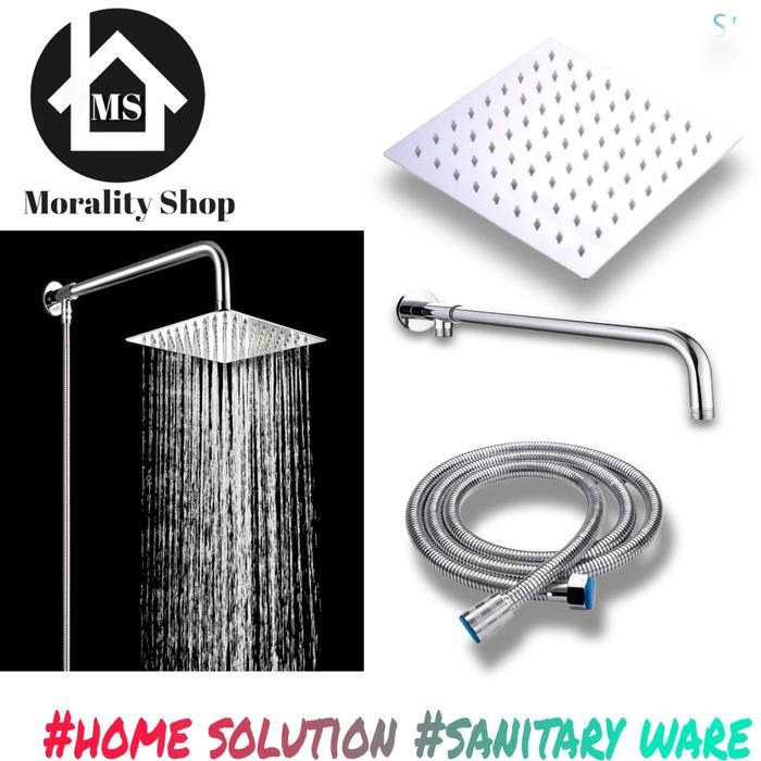 Onda Waterpro - Paket Wall Shower Stainless Instalasi Luar Tanpa Bobok Tembok Dinding Model Kotak