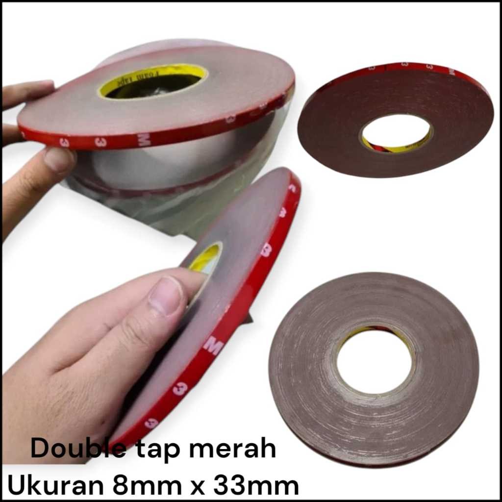 Double Tape 3M Merah 8mm x 33m Murah Double Tape Merah 3M