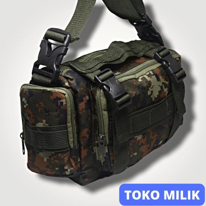 ASLI Tas Tabung pria travel tas slempang army tactical READY STOCK