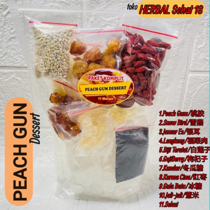 

Paket Extra / Lengkap 11 Bahan 550 gram, Peach Gum SUPER Grade A / Plus Snow Bird Nest PREMIUM