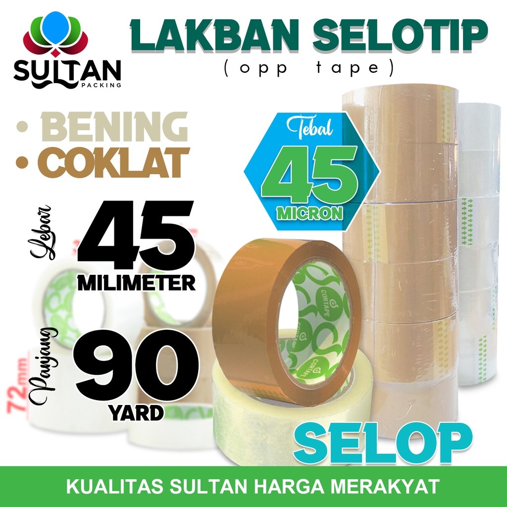 

Lakban Isolasi Selotip 45mm x 90yard Plakban OPP Tape CORTAPE TERMURAH Varian / SELOP