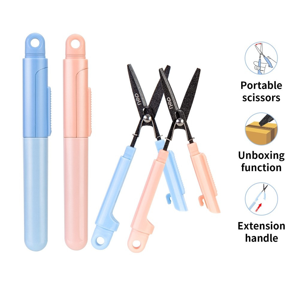 

GUNTING TRAVEL MINI + TUTUP LIPAT DELI E-77761 PORTABLE TRAVEL SCISSORS